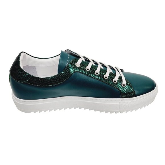 New Tiannia Barnes Men’s Billy Leather Low-Top Ebony Olive Sneaker Shoes Size 12 - Picture 5 of 12